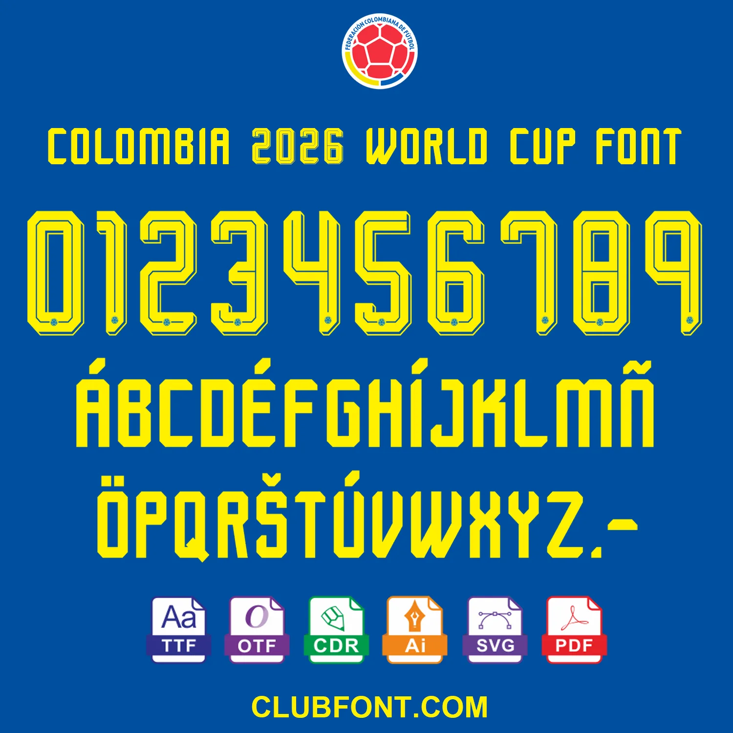Colombia 2026 World Cup Away Kit Font – TTF, OTF & Vector Files