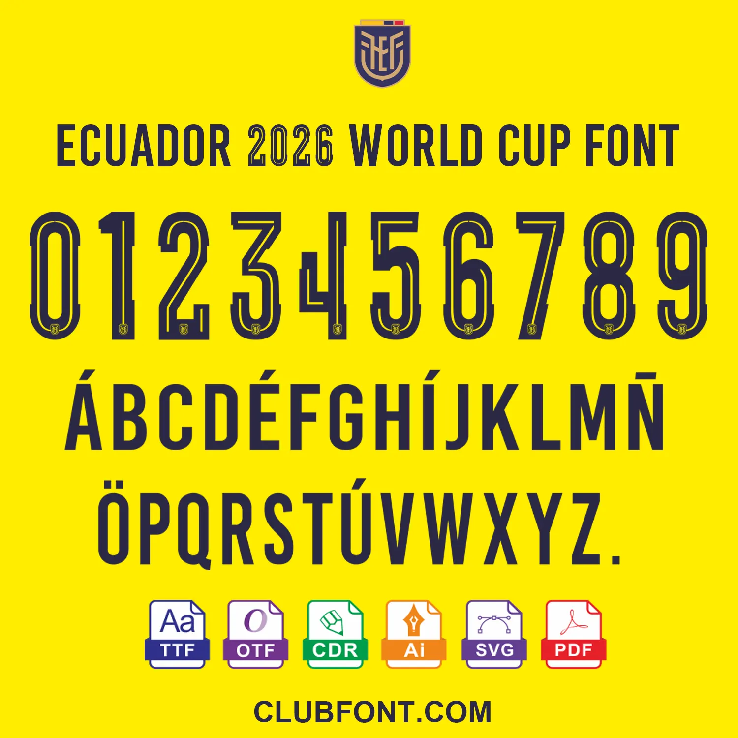 Ecuador 2026 World Cup Official Font Package