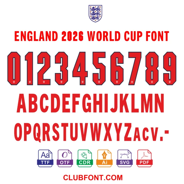 England-2026-World-Cup-Jersey-Font-TTF-OTF-Vector England 2026 World Cup Font Download - Authentic Kit Typography for Fans & Designers