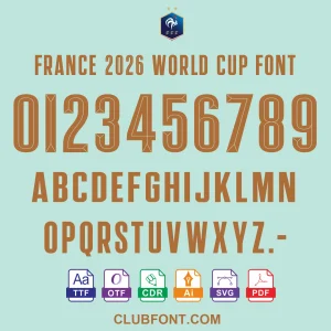 France-2026-World-Cup-Away-Font-Preview France 2026 World Cup away font preview on a blue soccer jersey