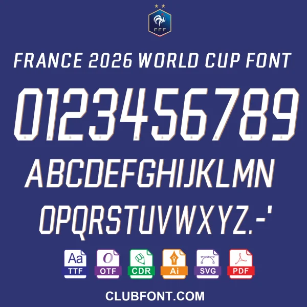France 2026 World Cup font displayed on a soccer jersey mockup