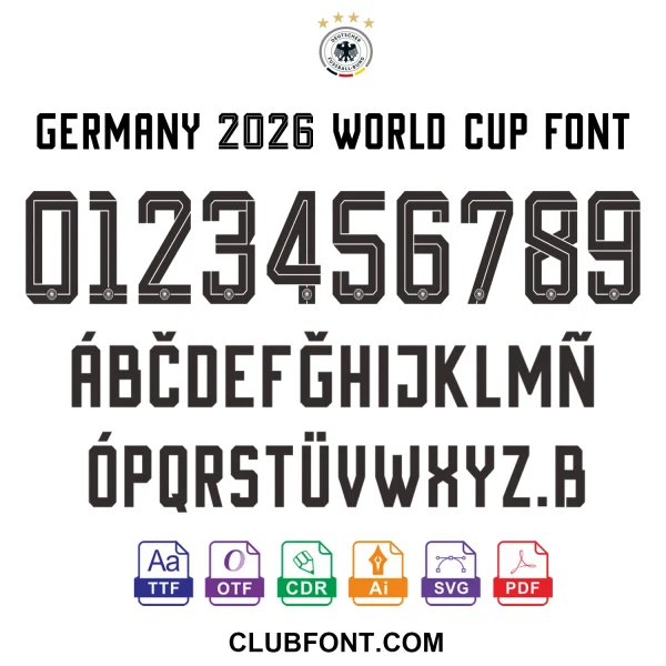 Germany-2026-World-Cup-Font-Preview Germany 2026 World Cup font preview on white jersey