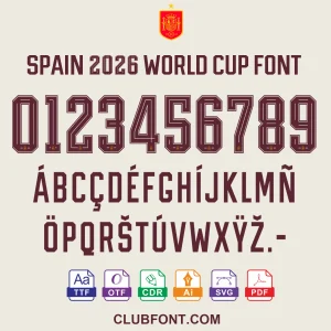 Spain 2026 World Cup away font TTF OTF vector download preview
