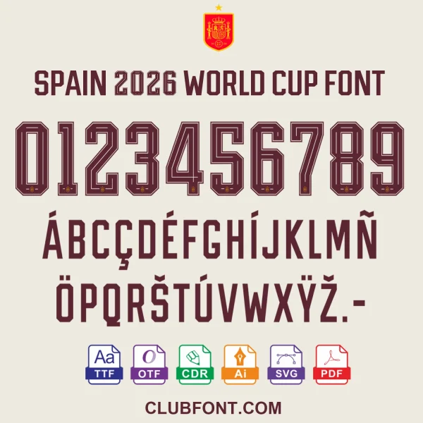Spain-2026-World-Cup-Away-Font-Download-Preview Spain 2026 World Cup away font TTF OTF vector download preview