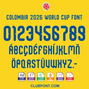 Colombia 2026 World Cup Font Kit - TTF OTF CDR Download Colombia 2026 World Cup Font Download - TTF OTF CDR PDF Vectors