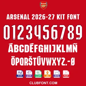 Arsenal 2026-27 Kit Font TTF OTF CDR Vector Preview