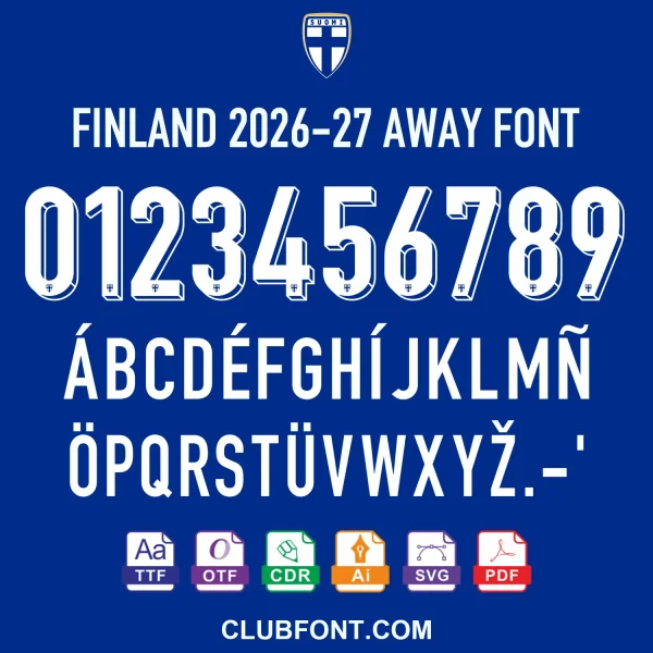 Finland-2026-27-Away-Kit-Font-Preview Finland 2026-27 away kit font numbers letters preview - match home font pack