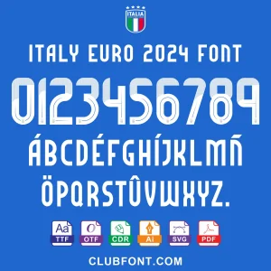 Italy EURO 2024 Font – Jersey Mockup Italy EURO 2024 Font on Azzurri jersey back – TTF OTF CDR PDF
