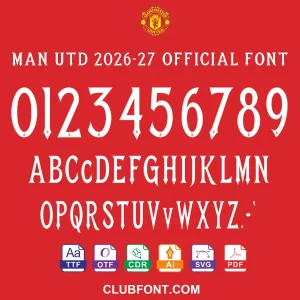Manchester United 2026-27 official font preview TTF OTF vector