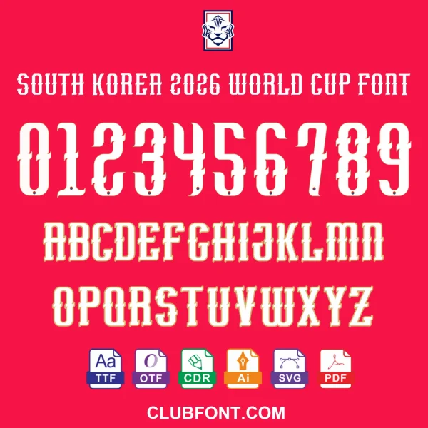South Korea 2026 World Cup font preview in TTF and OTF formats