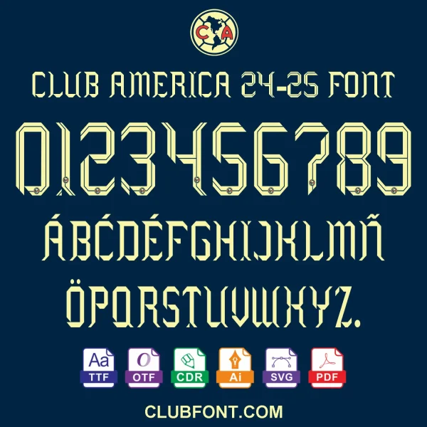 Club America 2024-25 Away Font Club América 2024-25 Kit Font – TTF OTF CDR PDF Vector