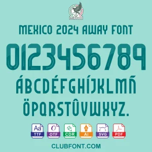 Mexico 2024 Font Preview – TTF OTF CDR PDF Vector Mexico 2024 font sample showing numerals and uppercase letters in TTF OTF CDR PDF vector format